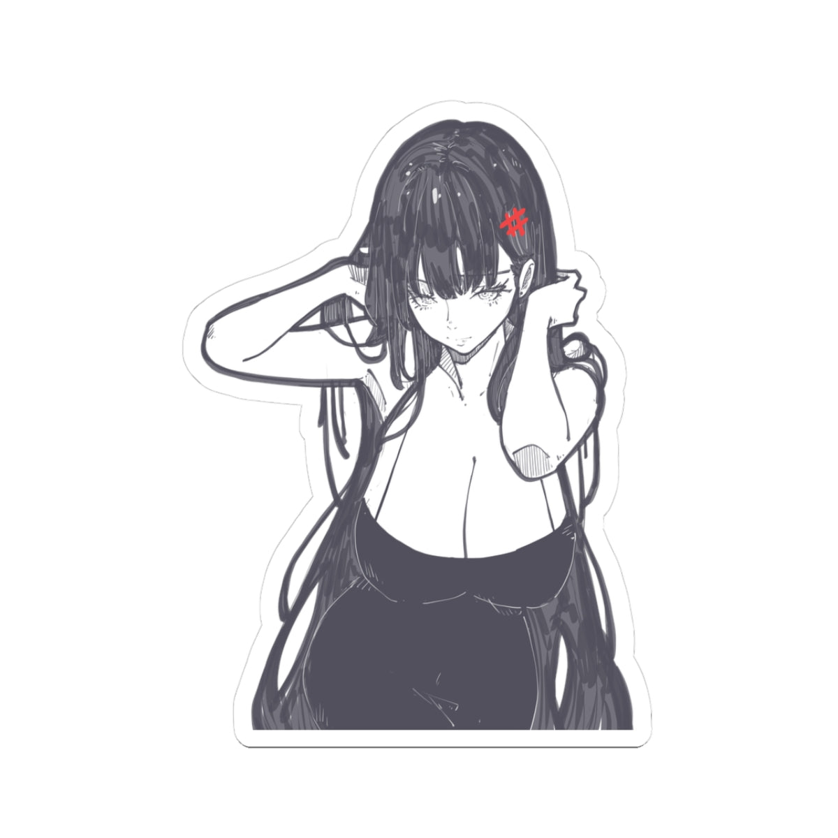 2887 - 红发夹 / red hair clip Stickers