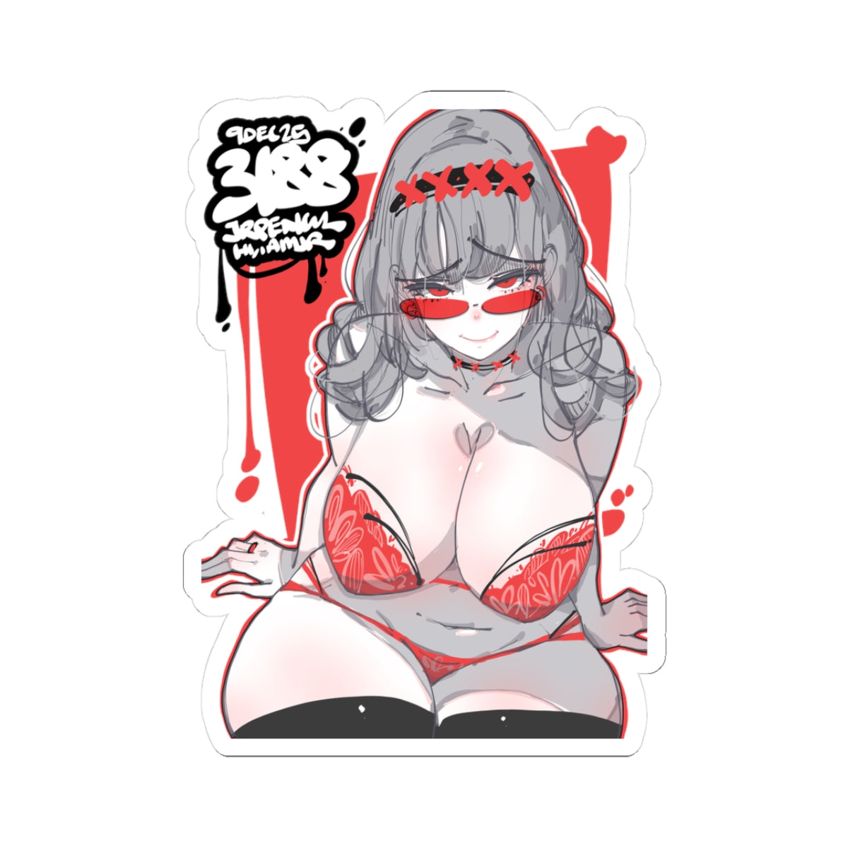 3188 - 红 / red v2 Stickers
