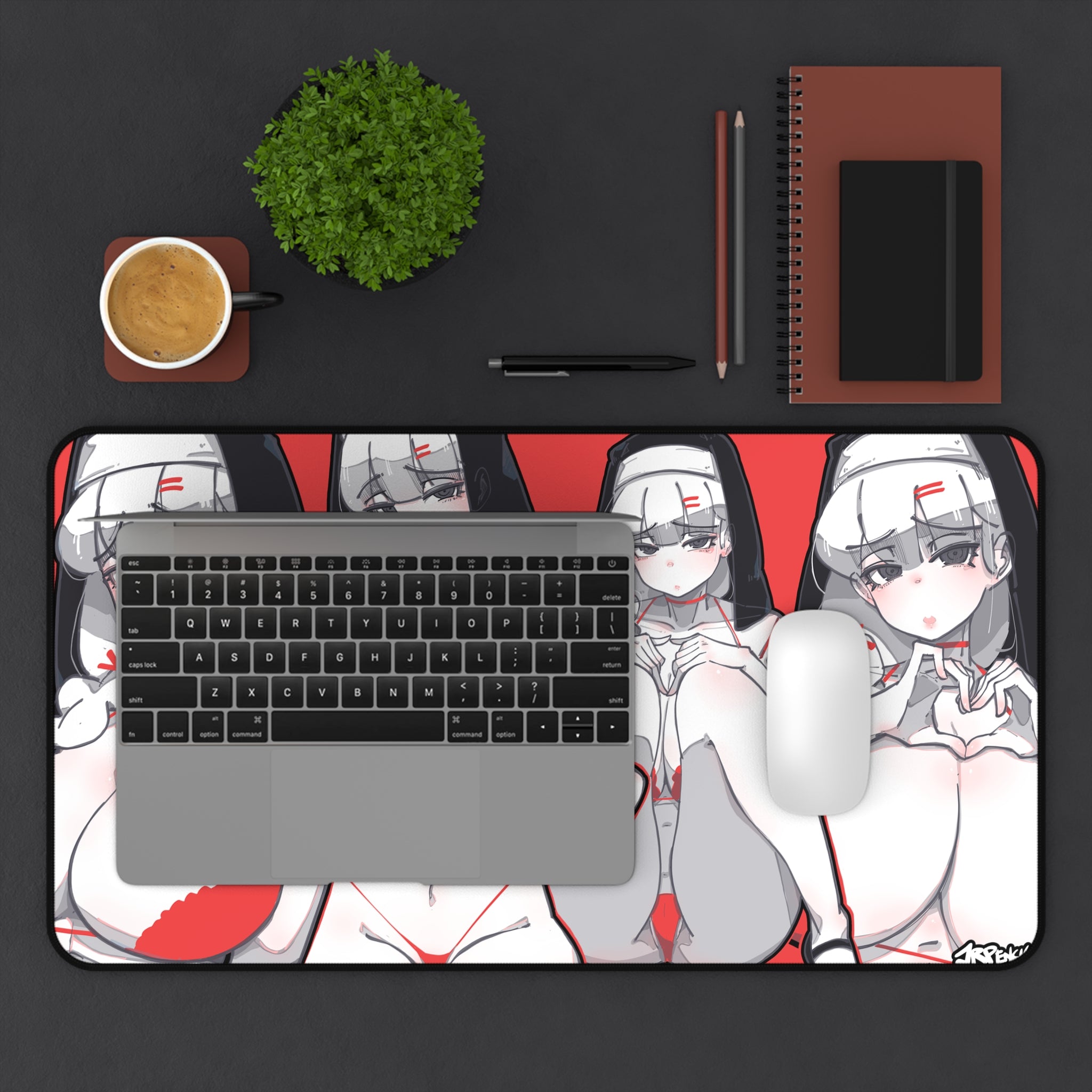 3086 - 红壁纸 / red wallpaper v2 Desk Mat
