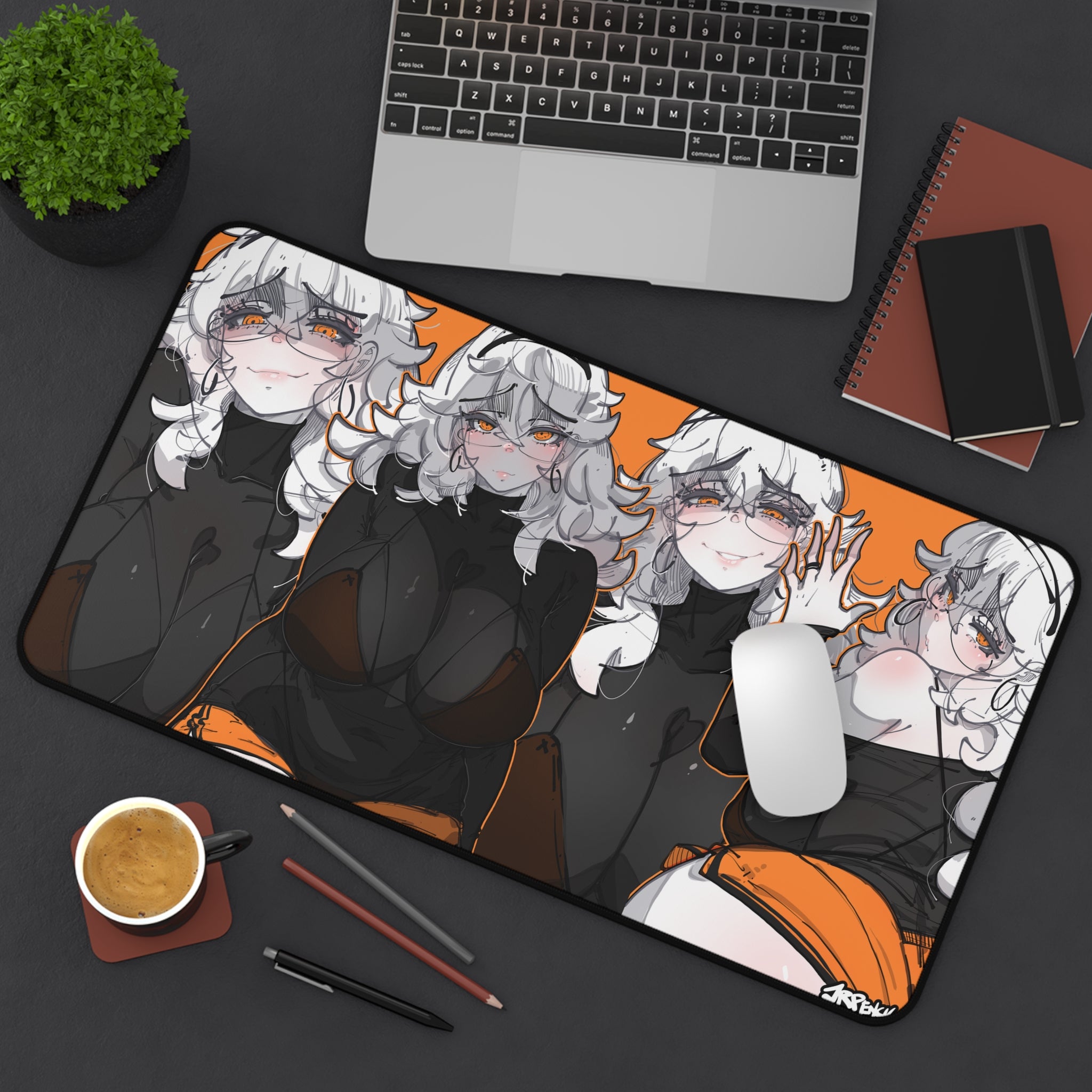 3258 - 橙壁纸 / orange wallpaper v1 Desk Mat